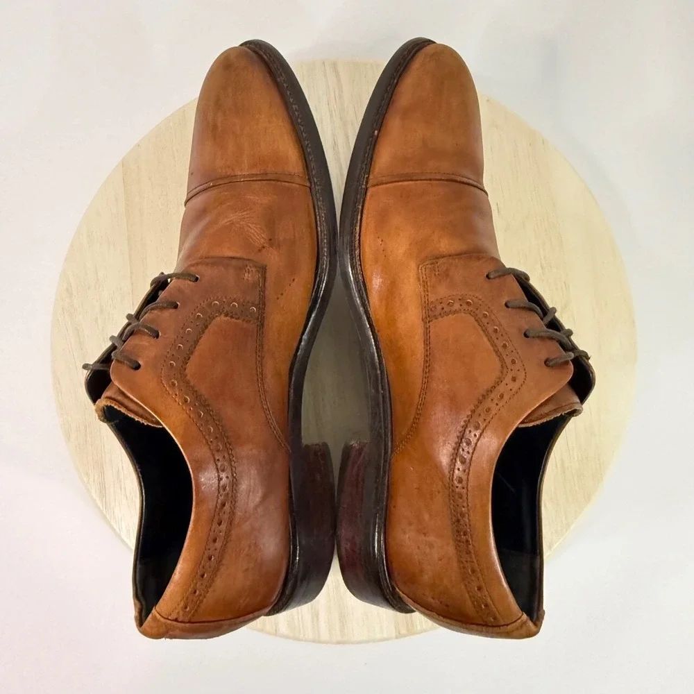 Cole Haan Mens Dress Shoes Buckland Cap Toe Size 12 M Oxford Brown Leather Shoes